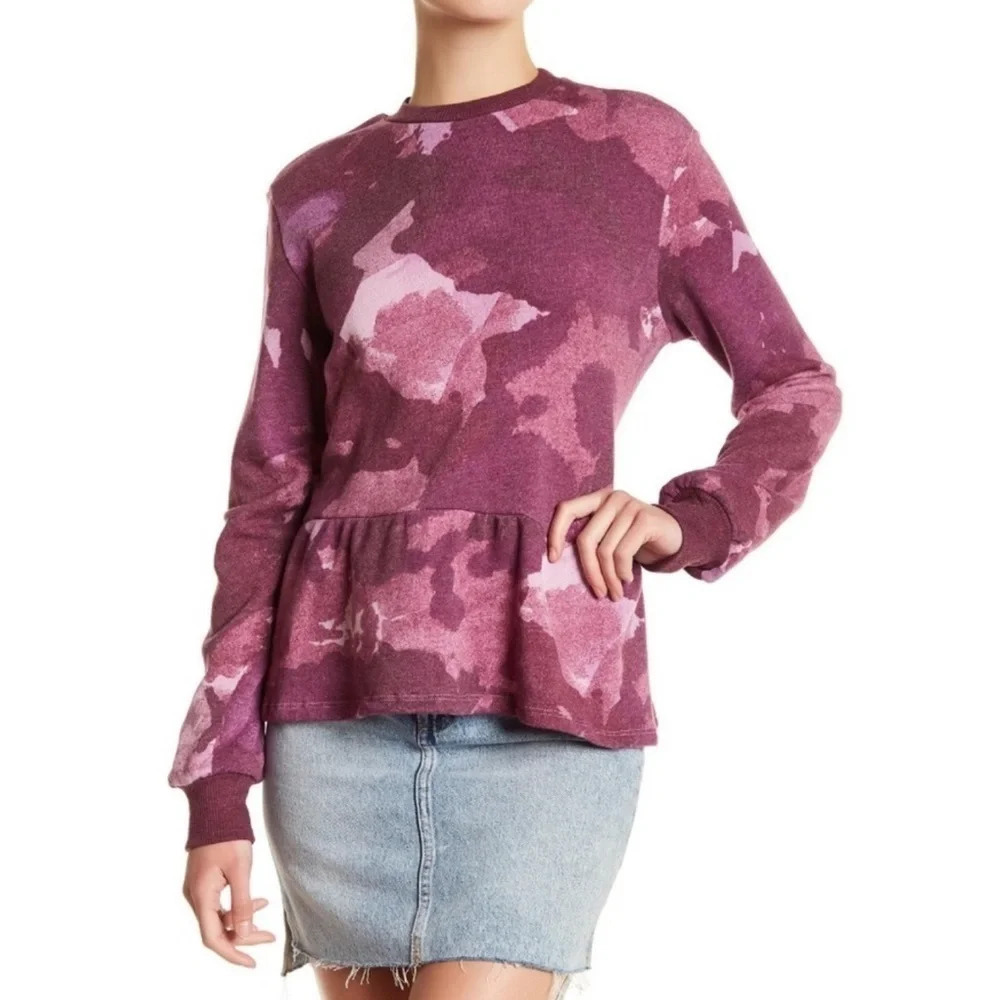 Alternative Apparel Peplum Camo Sweatshirt Purple